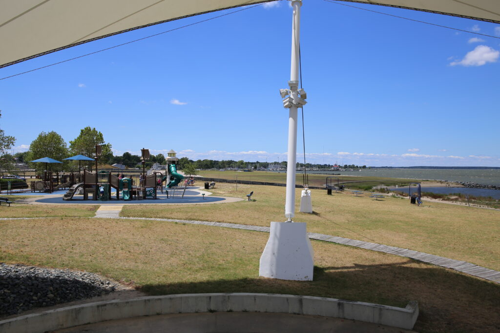 View from the Visitors Center looking towards the Choptank River and the future space for Cambridge Harbor in Cambridge, Maryland.